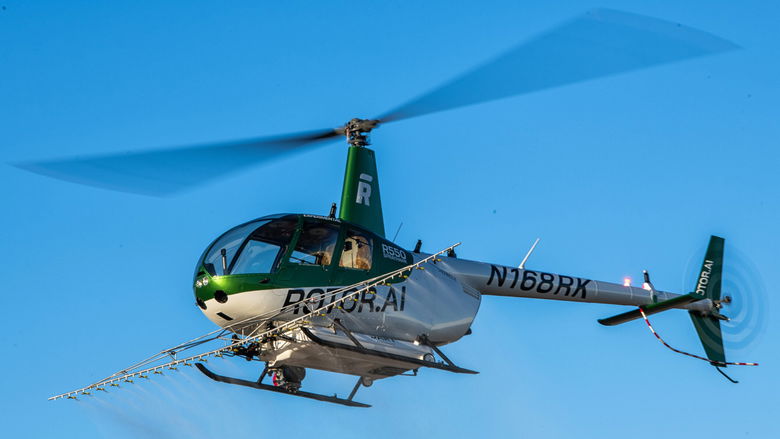 Rotor Technologies R550 Sprayhawk automated helicopter crop spray drone for agriculture