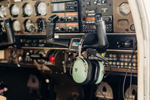 David Clark headset inside a cockpit